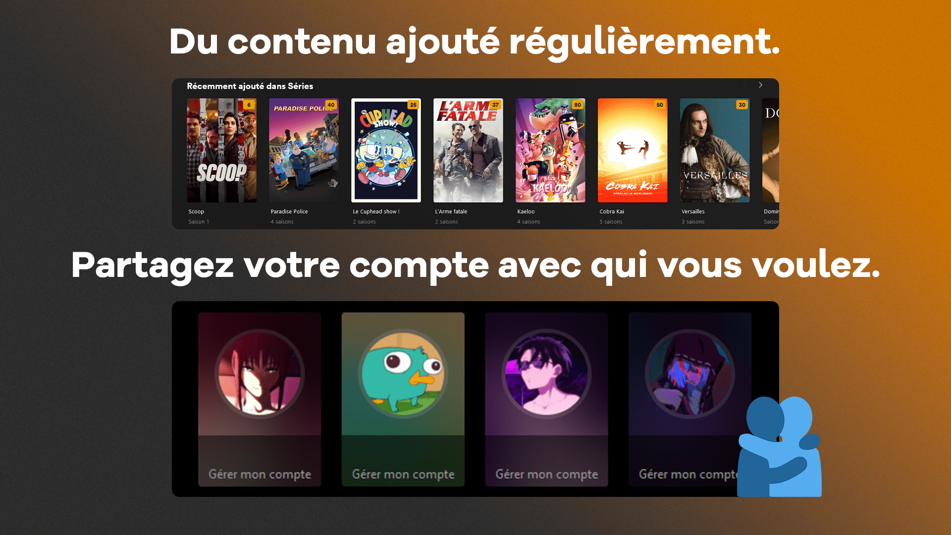 Illustration du partage de compte et des ajouts réguliers